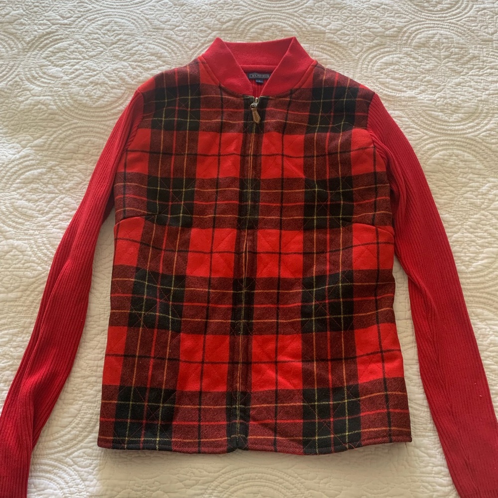 J. McLaughlin tartan plaid sweater jacket
